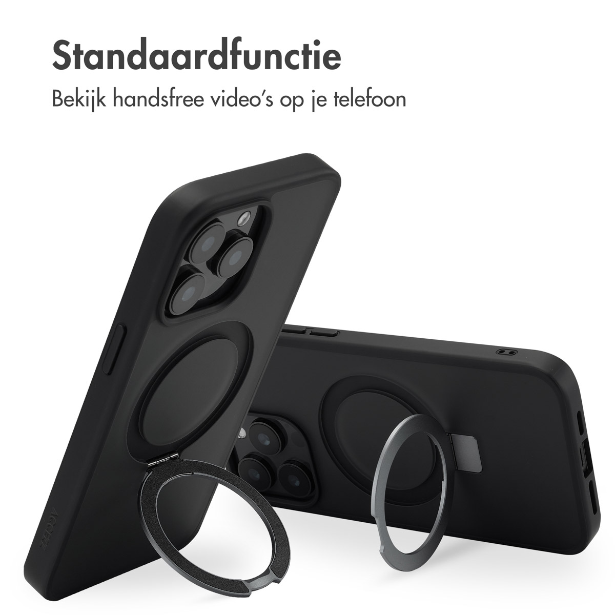 Accezz Ring Stand Backcover met MagSafe Apple iPhone 15 Pro Max - Zwart - Afbeelding 7