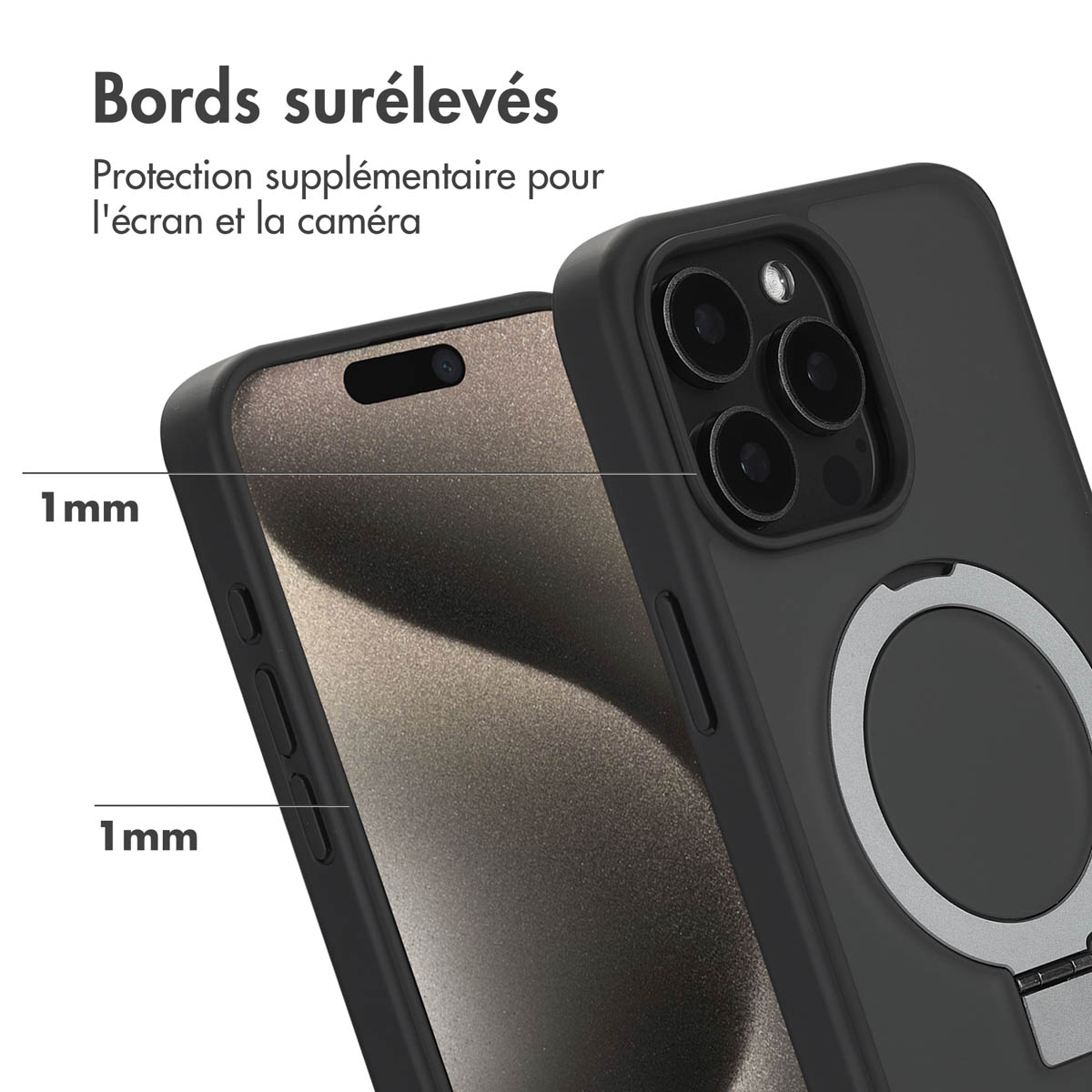 Accezz Ring Stand Backcover met MagSafe Apple iPhone 15 Pro Max - Zwart - Afbeelding 10