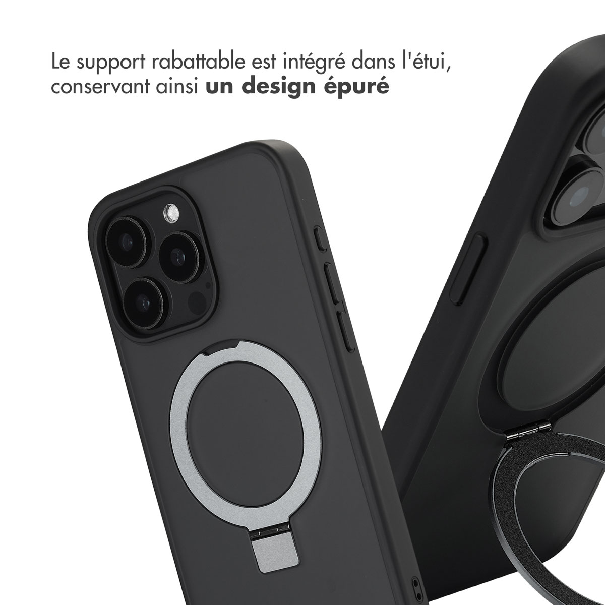 Accezz Ring Stand Backcover met MagSafe Apple iPhone 15 Pro Max - Zwart - Afbeelding 9