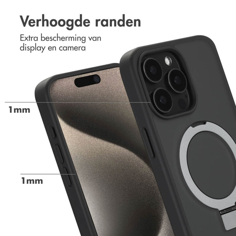 Accezz Ring Stand Backcover met MagSafe Apple iPhone 15 Pro Max - Zwart - Afbeelding 5