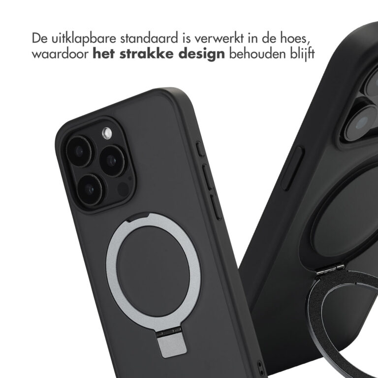 Accezz Ring Stand Backcover met MagSafe Apple iPhone 15 Pro Max - Zwart - Afbeelding 6
