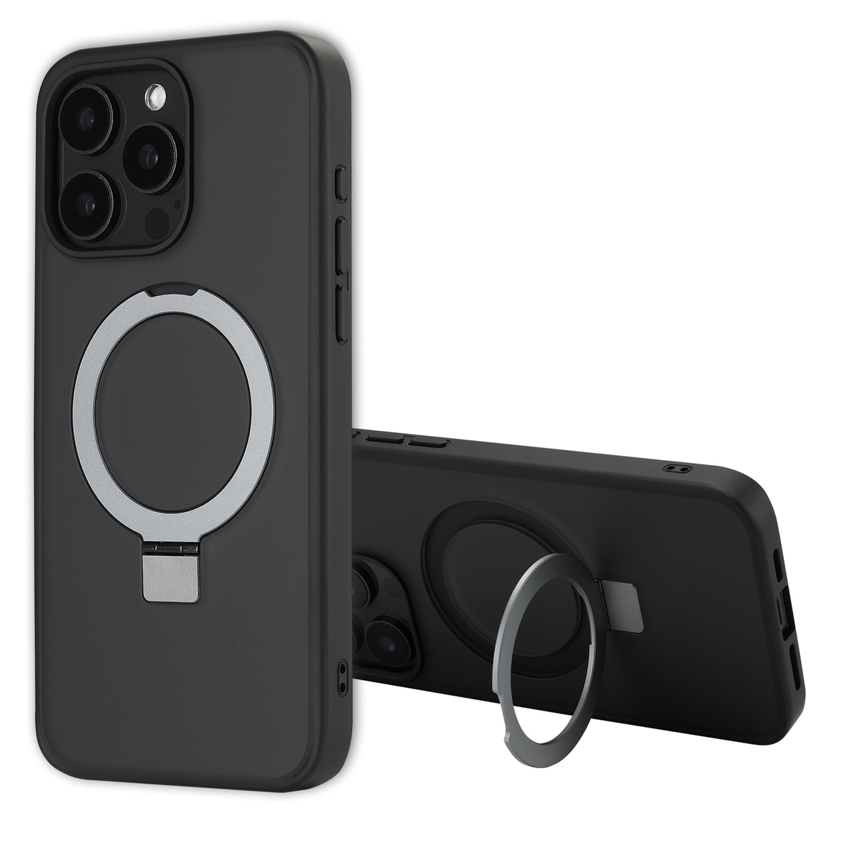 Accezz Ring Stand Backcover met MagSafe Apple iPhone 15 Pro Max - Zwart - Afbeelding 4