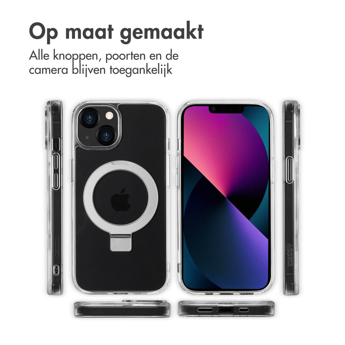 Accezz Ring Stand Backcover met MagSafe Apple iPhone 13 - Transparant - Afbeelding 8