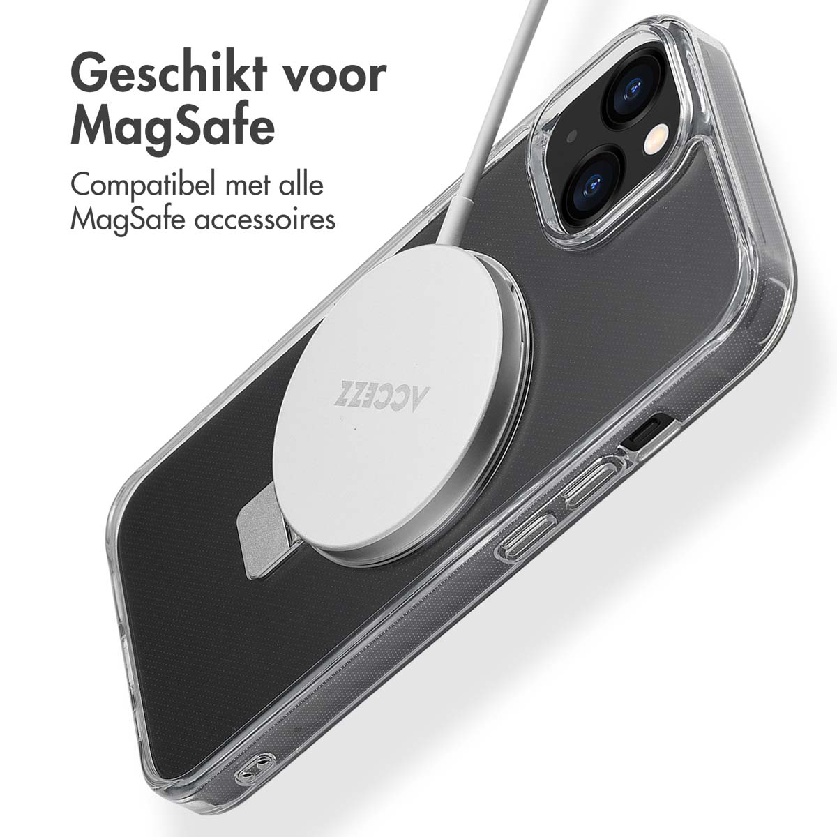 Accezz Ring Stand Backcover met MagSafe Apple iPhone 13 - Transparant - Afbeelding 7