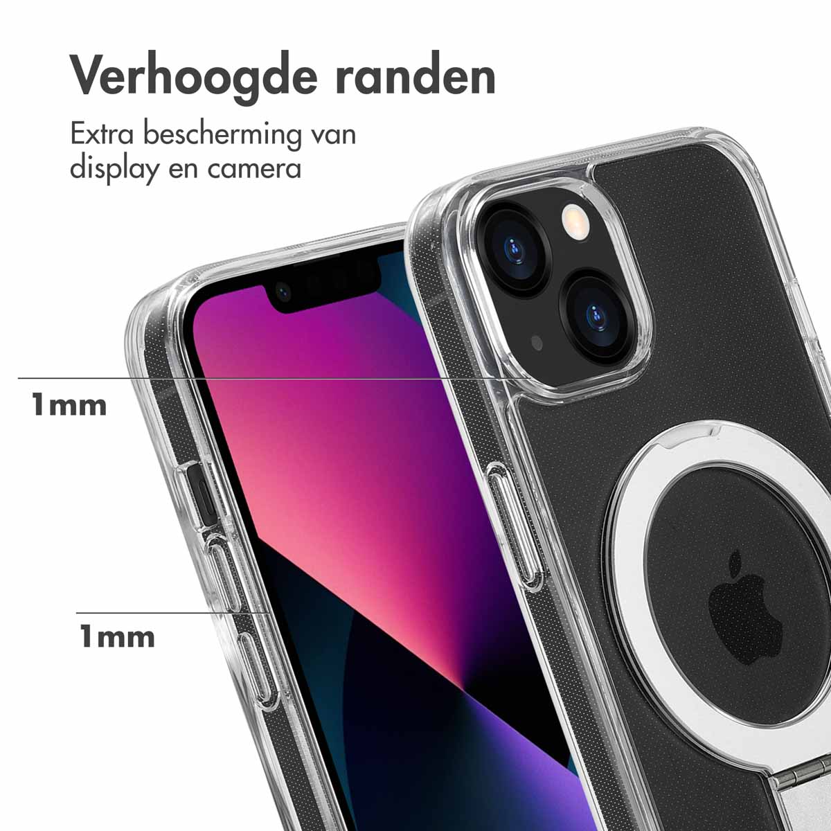 Accezz Ring Stand Backcover met MagSafe Apple iPhone 13 - Transparant - Afbeelding 5