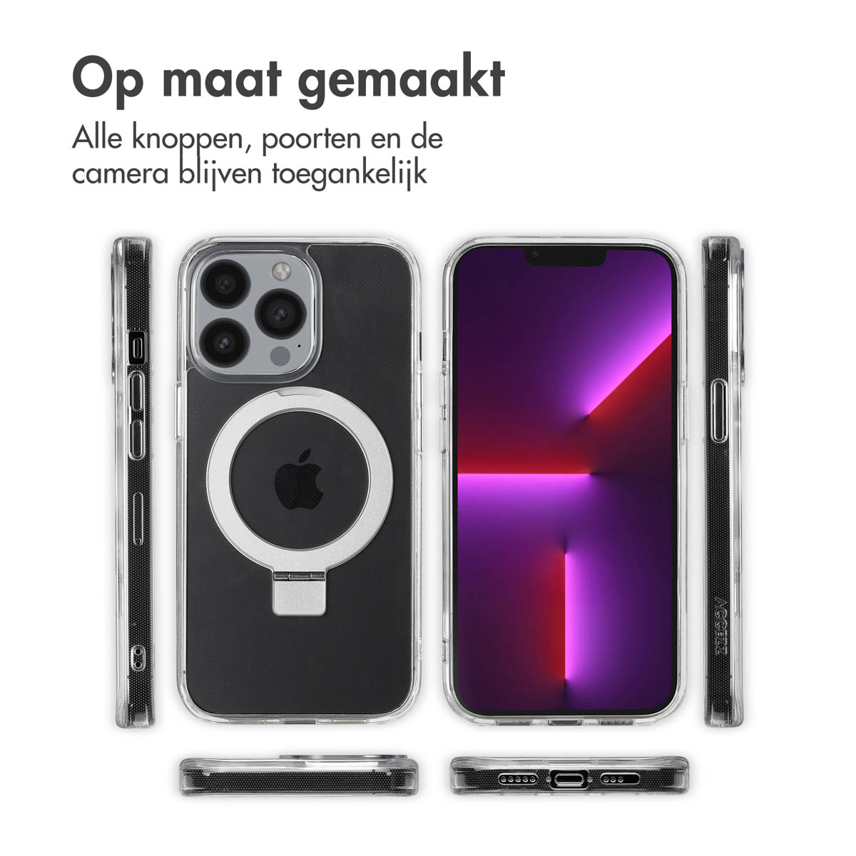 Accezz Ring Stand Backcover met MagSafe Apple iPhone 13 Pro - Transparant - Afbeelding 8