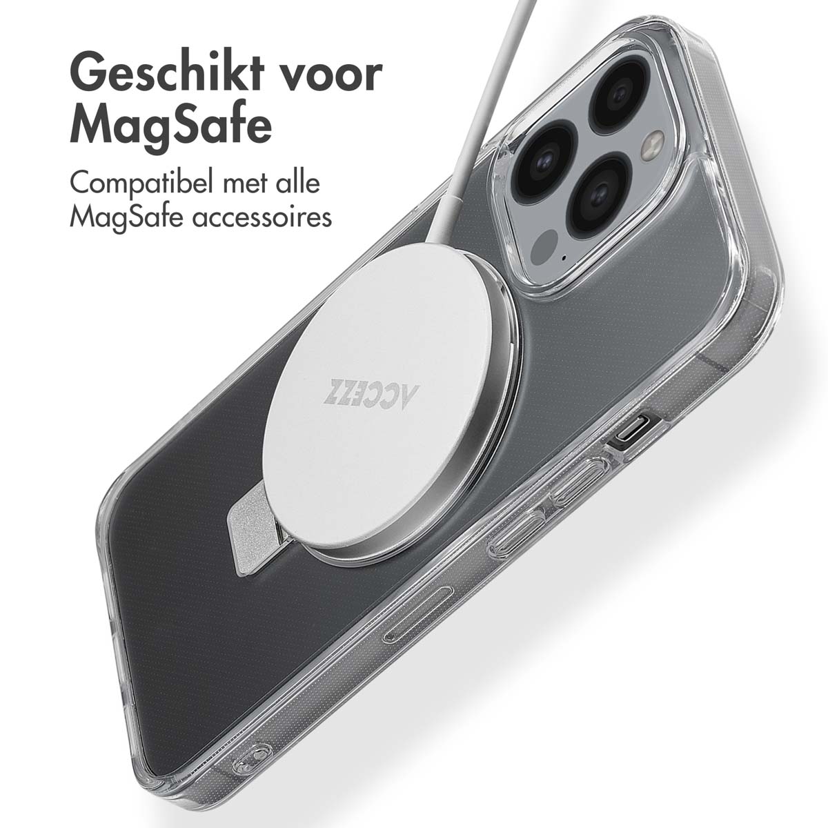 Accezz Ring Stand Backcover met MagSafe Apple iPhone 13 Pro - Transparant - Afbeelding 4