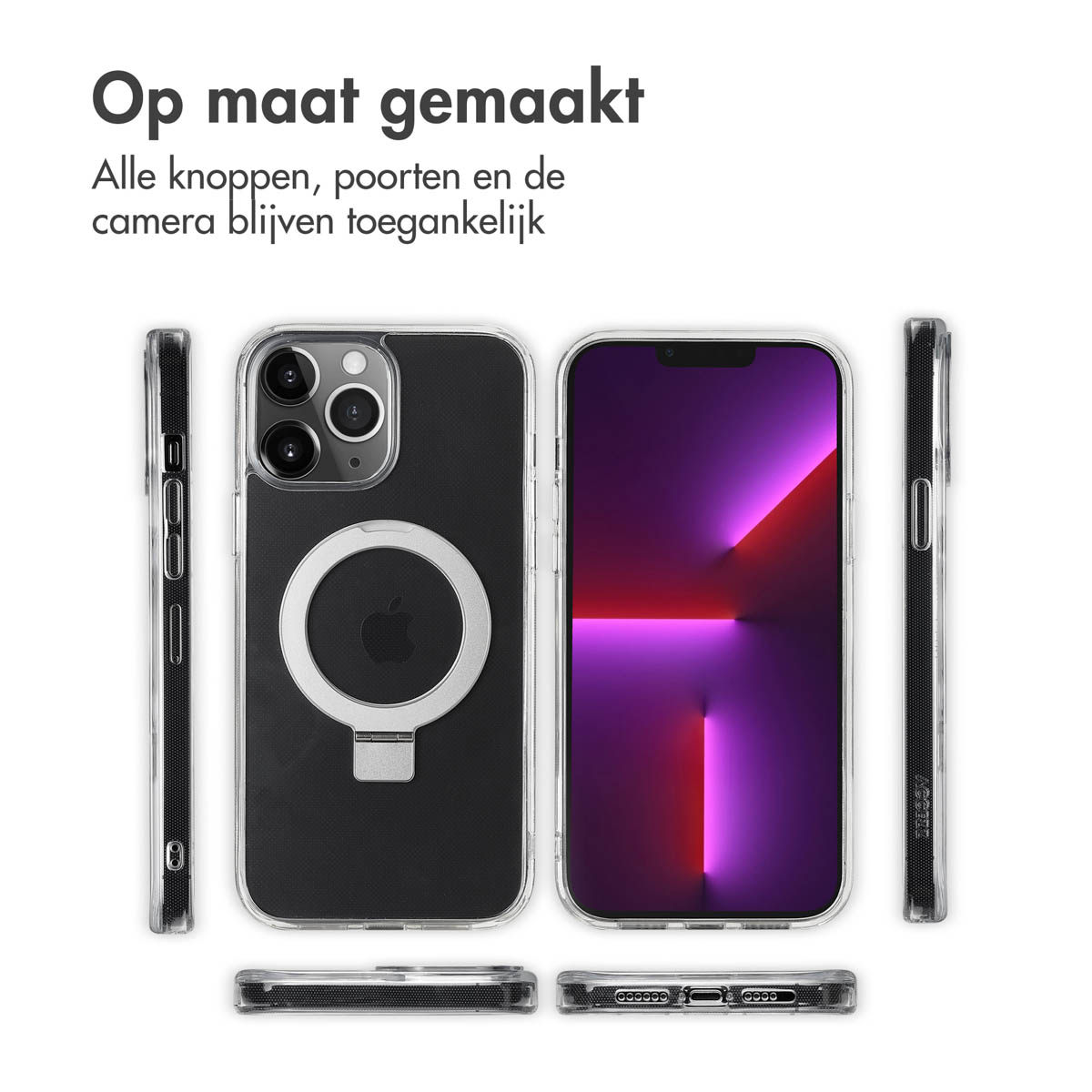 Accezz Ring Stand Backcover met MagSafe Apple iPhone 13 Pro Max - Transparant - Afbeelding 8