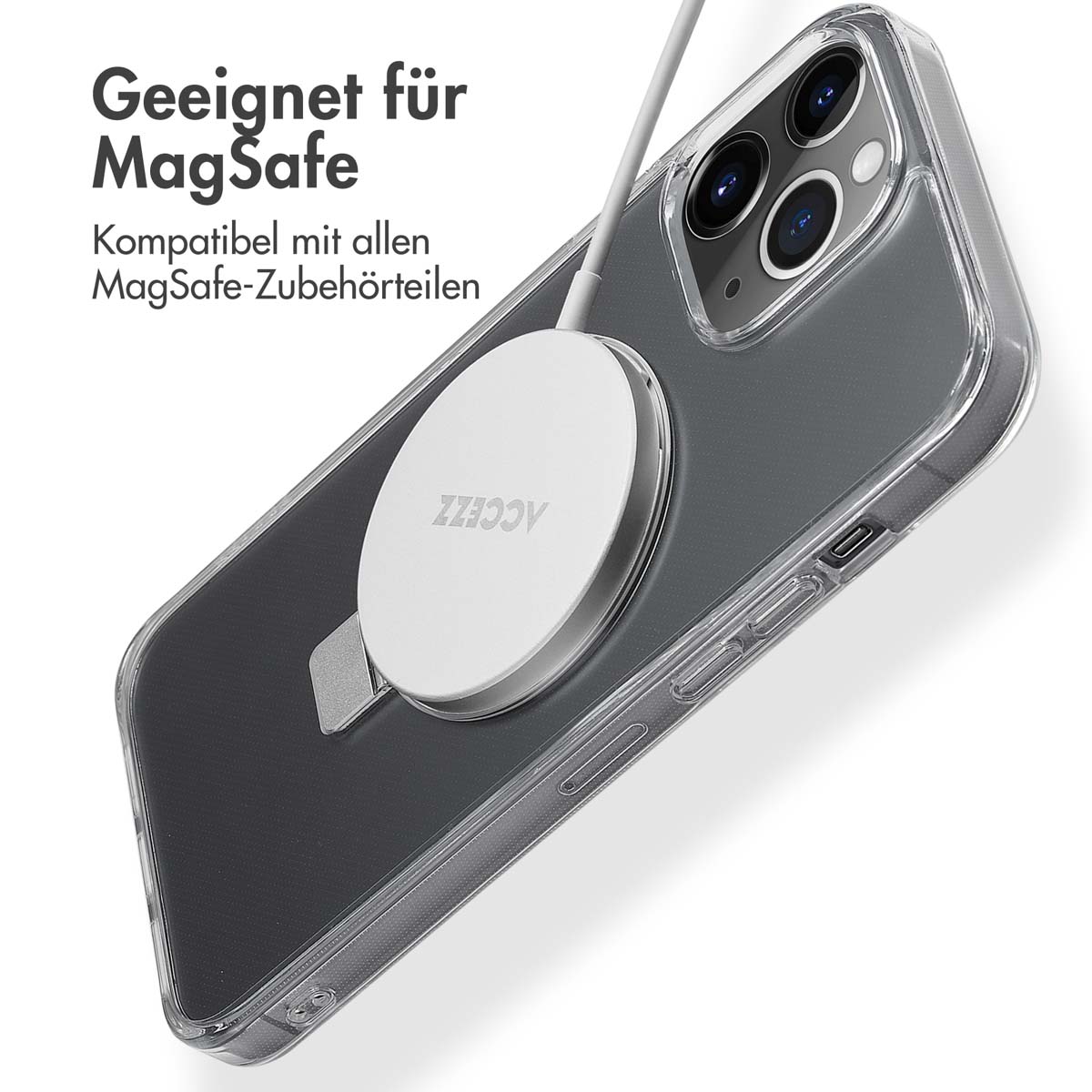 Accezz Ring Stand Backcover met MagSafe Apple iPhone 13 Pro Max - Transparant - Afbeelding 5