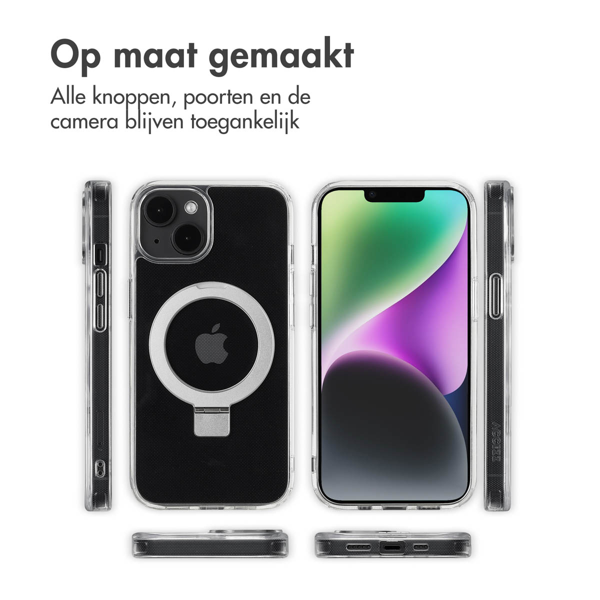 Accezz Ring Stand Backcover met MagSafe Apple iPhone 14 - Transparant - Afbeelding 8