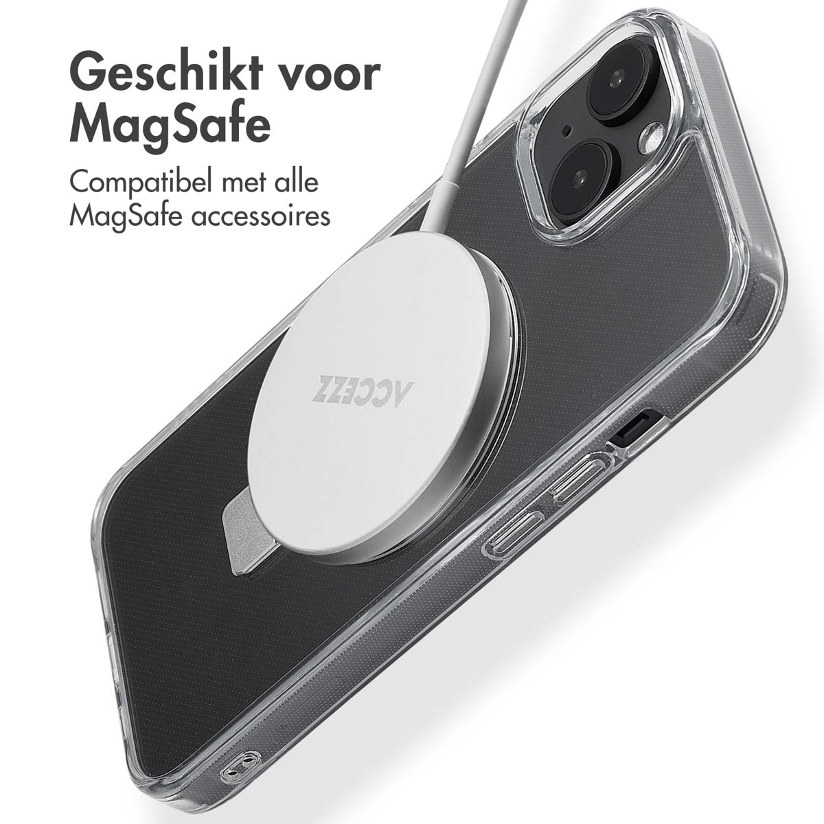 Accezz Ring Stand Backcover met MagSafe Apple iPhone 14 - Transparant - Afbeelding 4