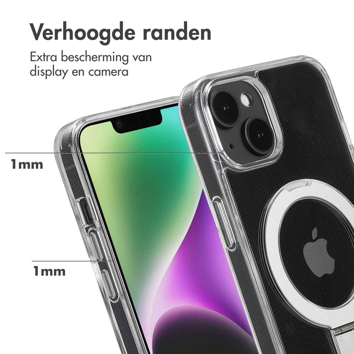 Accezz Ring Stand Backcover met MagSafe Apple iPhone 14 - Transparant - Afbeelding 5