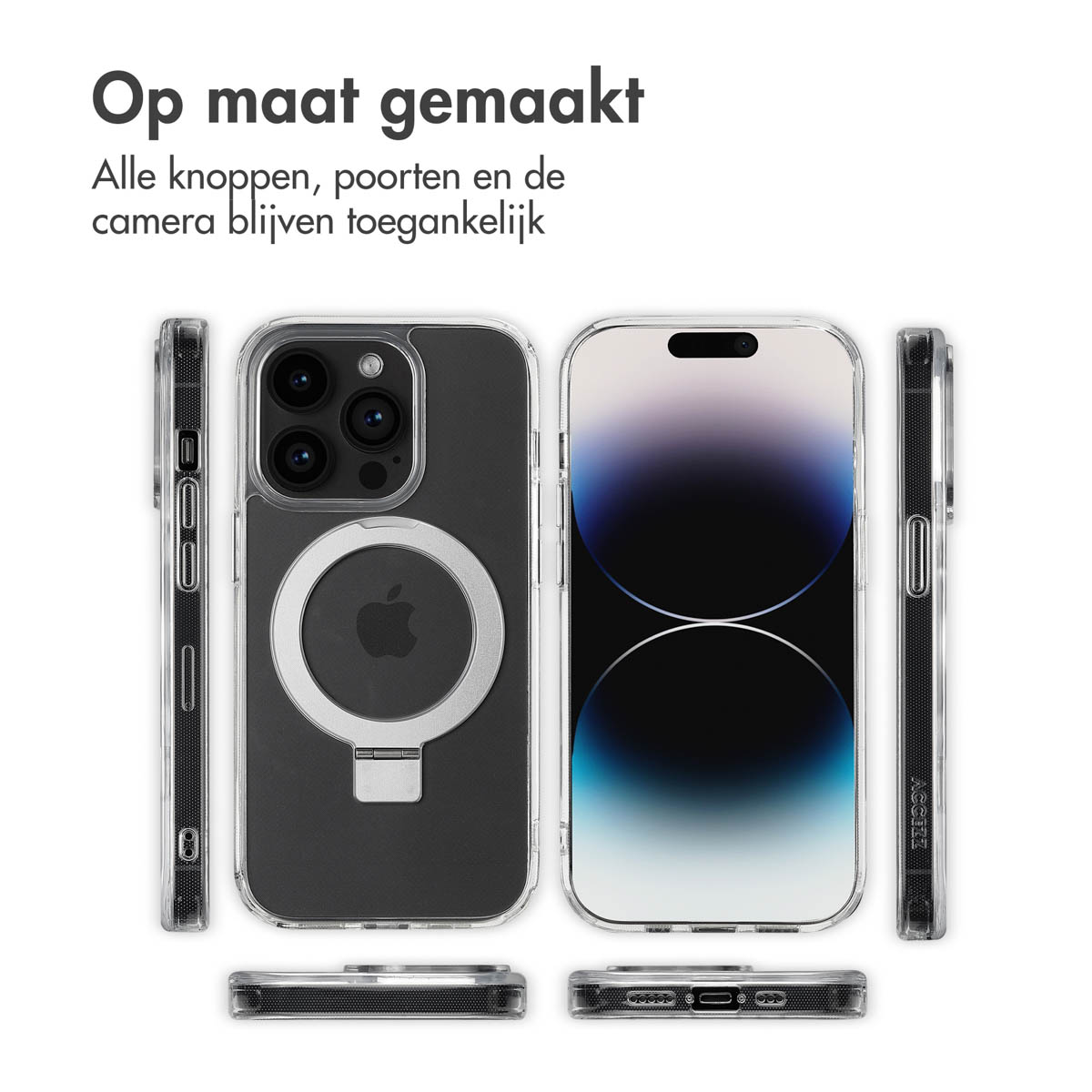 Accezz Ring Stand Backcover met MagSafe Apple iPhone 14 Pro - Transparant - Afbeelding 8