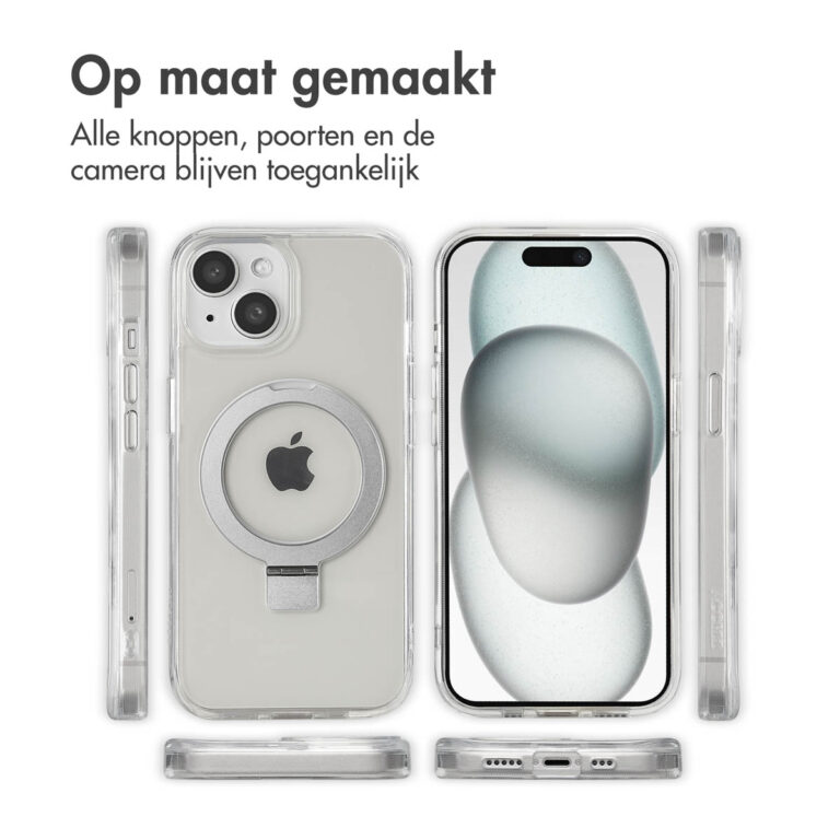 Accezz Ring Stand Backcover met MagSafe Apple iPhone 15 - Transparant - Afbeelding 8