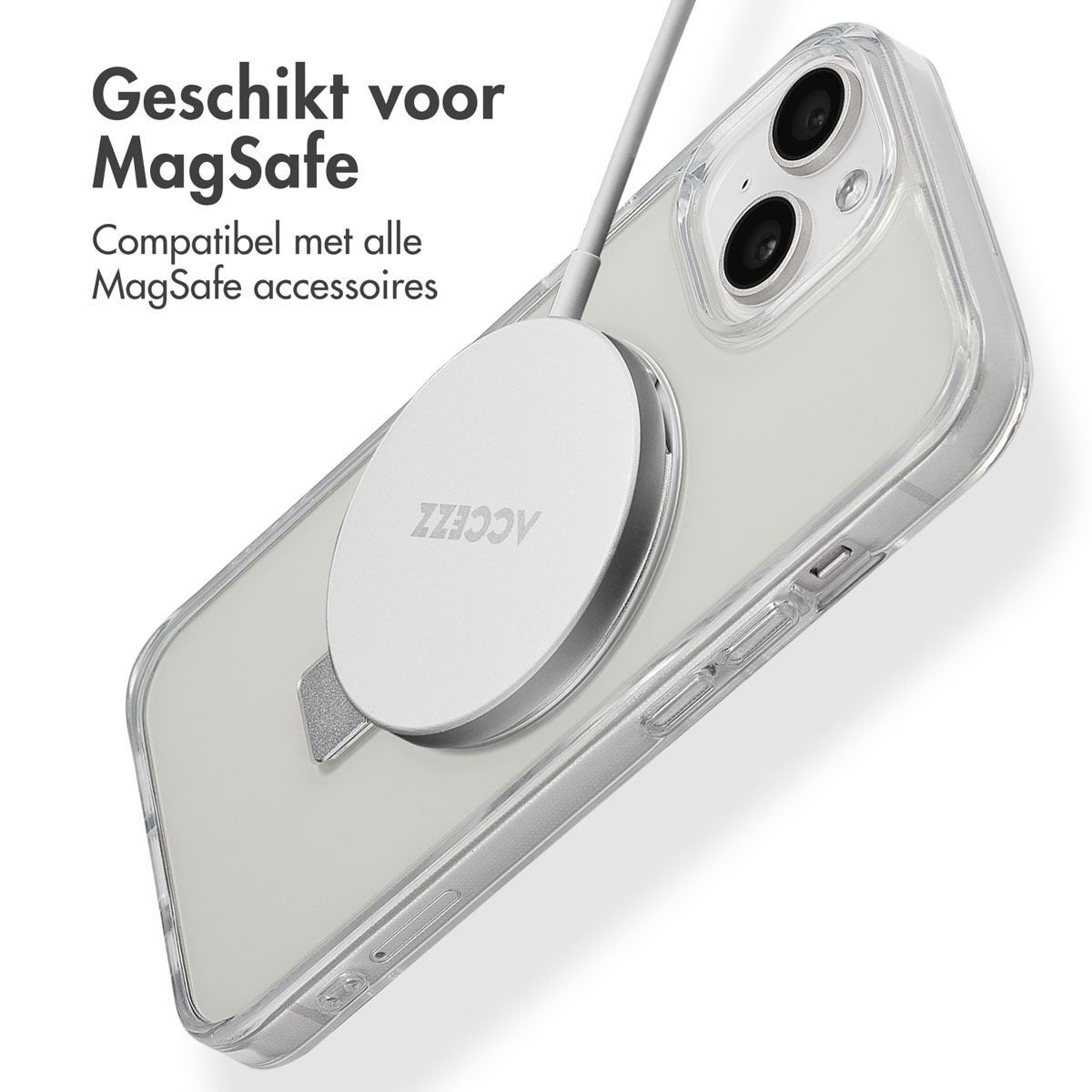 Accezz Ring Stand Backcover met MagSafe Apple iPhone 15 - Transparant - Afbeelding 7