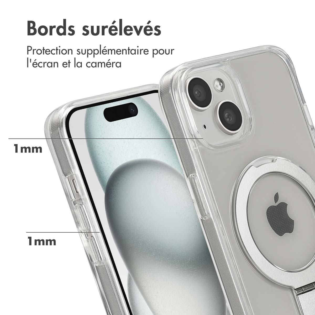 Accezz Ring Stand Backcover met MagSafe Apple iPhone 15 - Transparant - Afbeelding 9