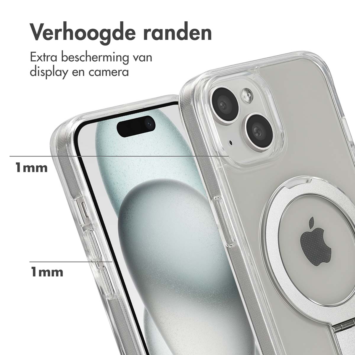 Accezz Ring Stand Backcover met MagSafe Apple iPhone 15 - Transparant - Afbeelding 6