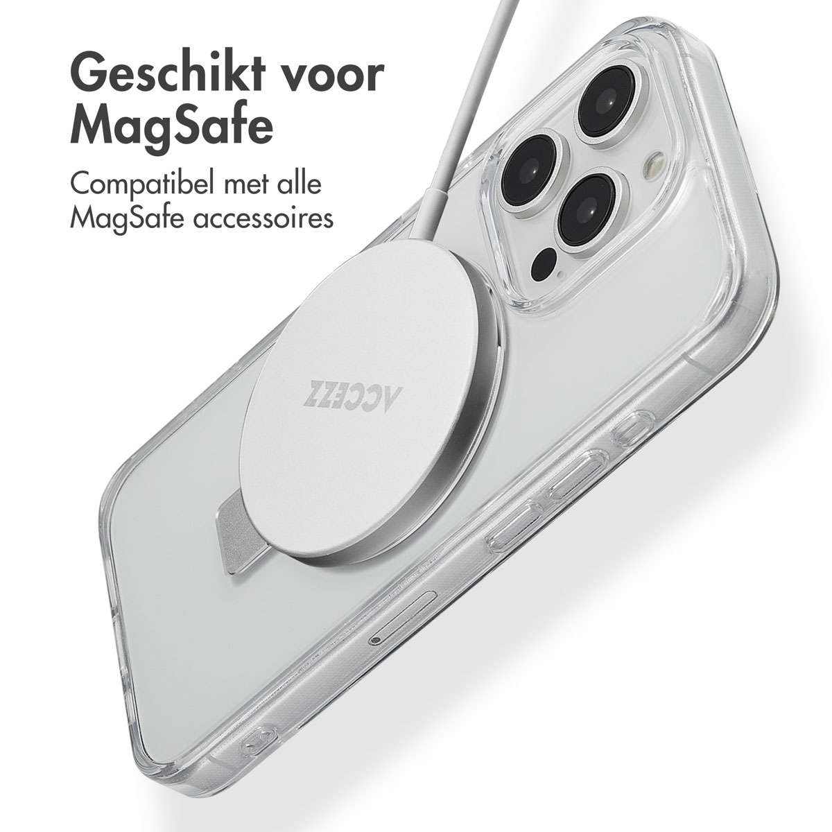 Accezz Ring Stand Backcover met MagSafe Apple iPhone 15 Pro - Transparant - Afbeelding 4