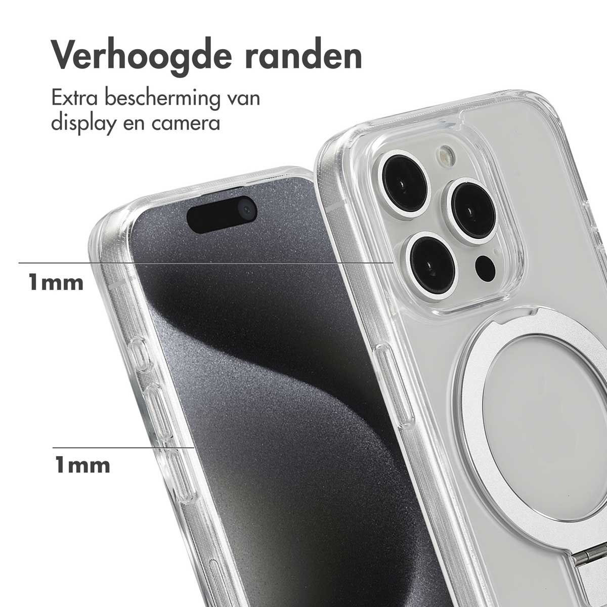 Accezz Ring Stand Backcover met MagSafe Apple iPhone 15 Pro - Transparant - Afbeelding 6