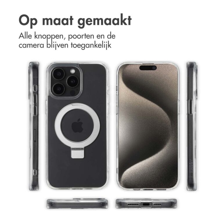 Accezz Ring Stand Backcover met MagSafe Apple iPhone 15 Pro Max - Transparant - Afbeelding 8