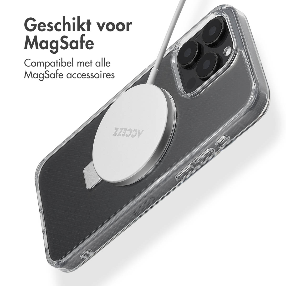 Accezz Ring Stand Backcover met MagSafe Apple iPhone 15 Pro Max - Transparant - Afbeelding 4