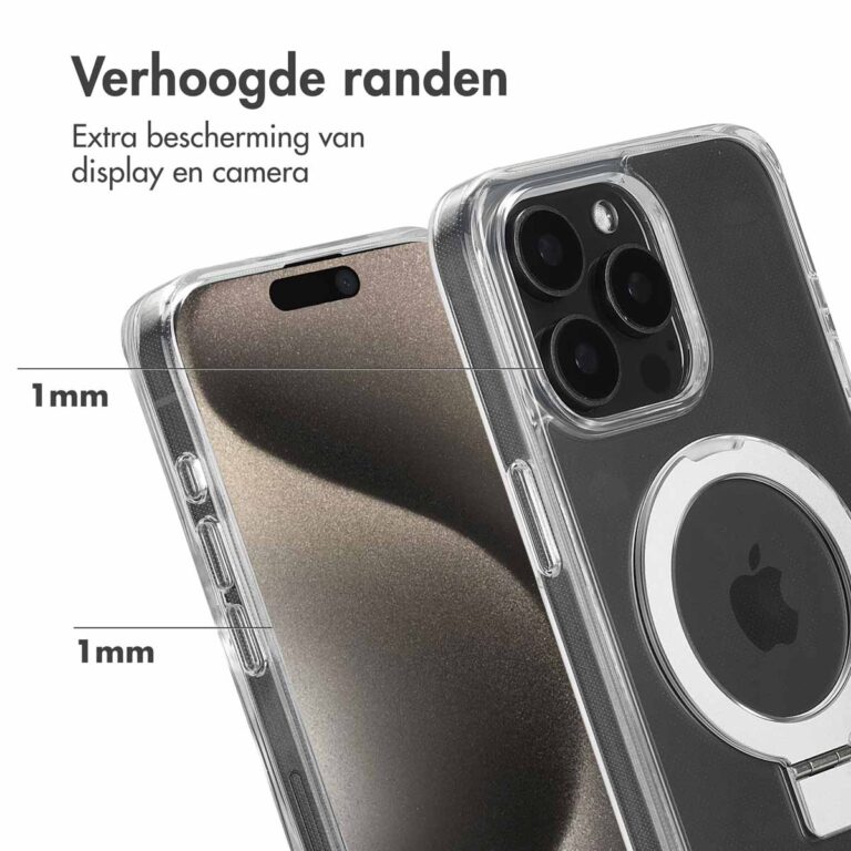 Accezz Ring Stand Backcover met MagSafe Apple iPhone 15 Pro Max - Transparant - Afbeelding 5