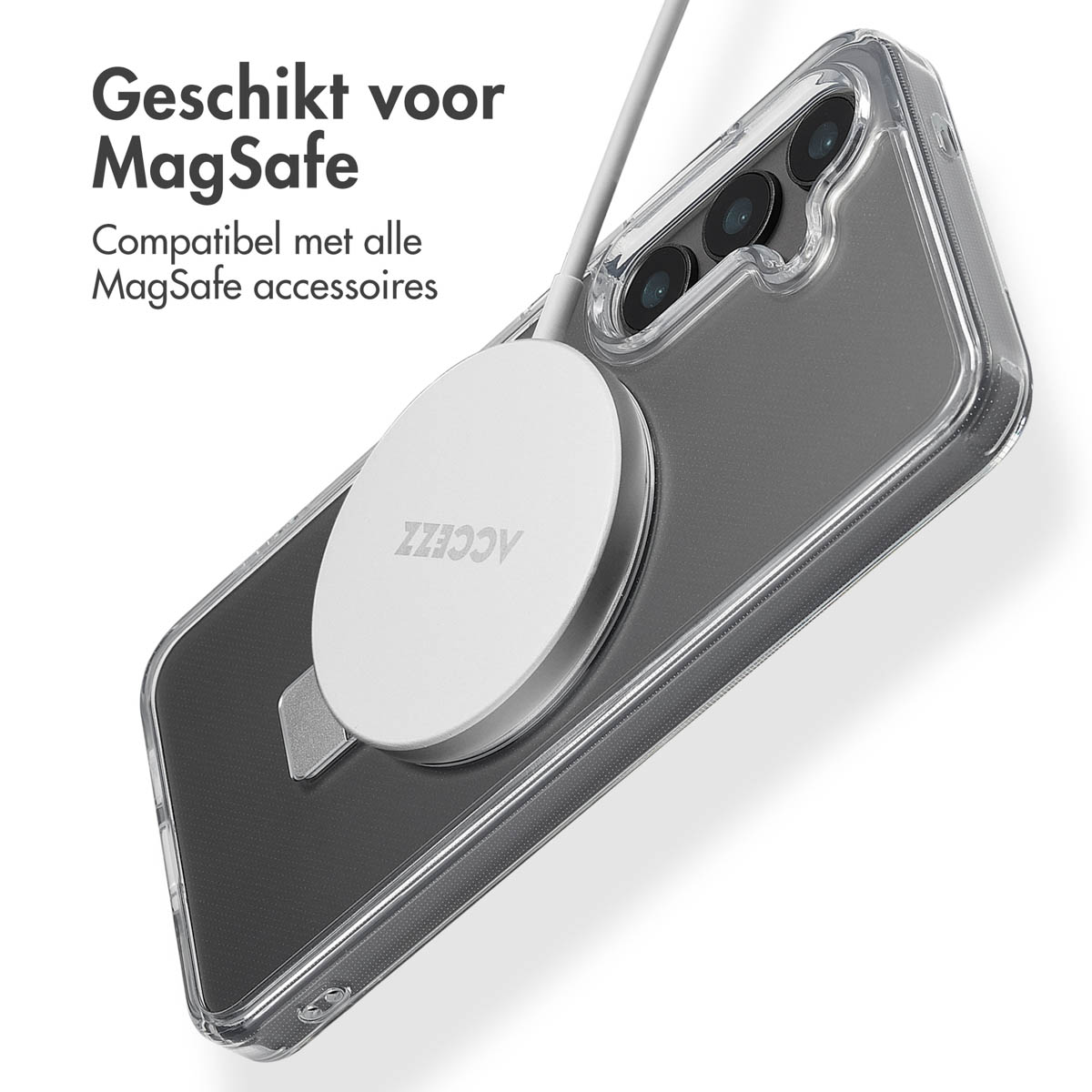 Accezz Ring Stand Backcover met MagSafe Samsung Galaxy S24 - Transparant - Afbeelding 4