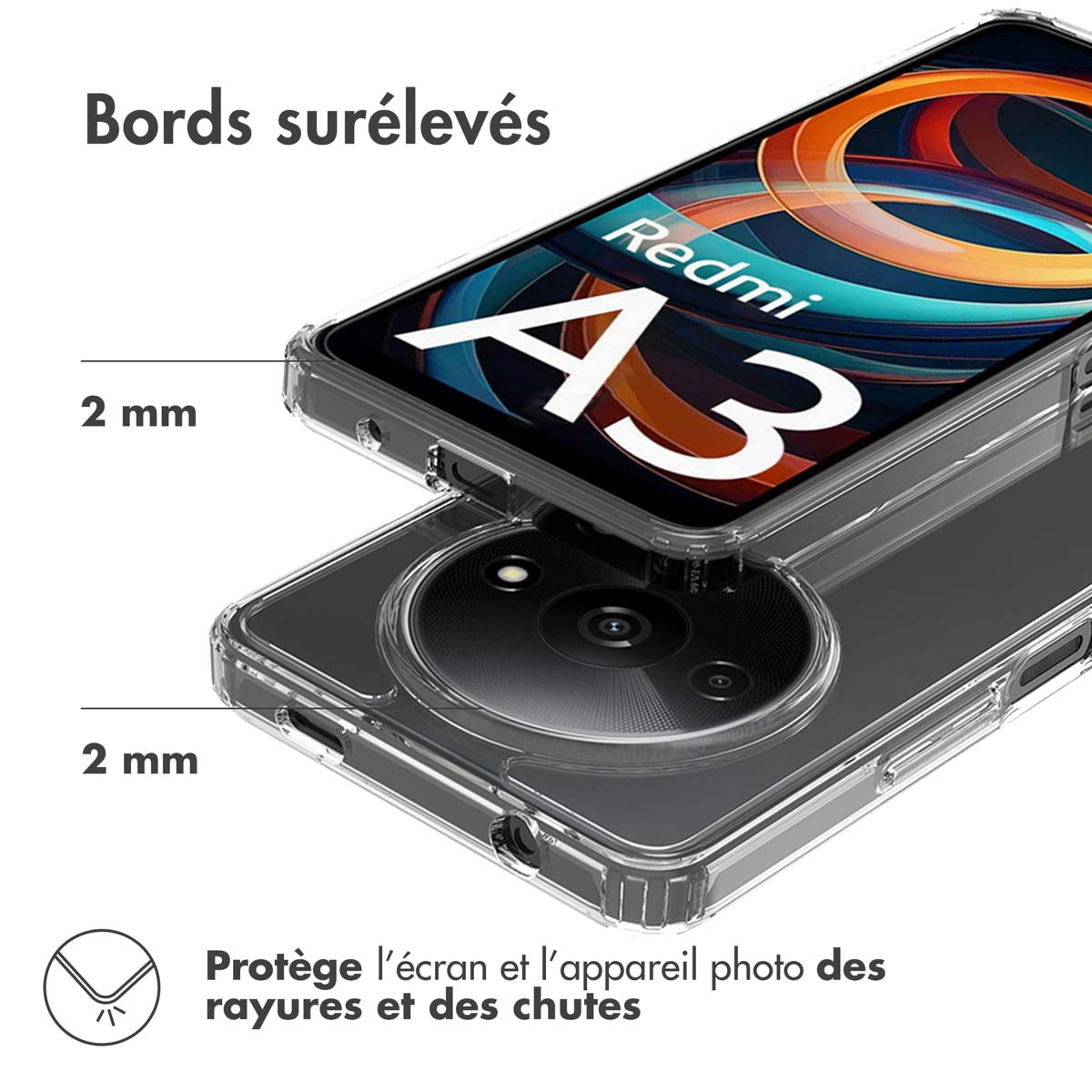 Accezz Xtreme Impact Backcover Xiaomi Redmi A3 - Transparant - Afbeelding 8