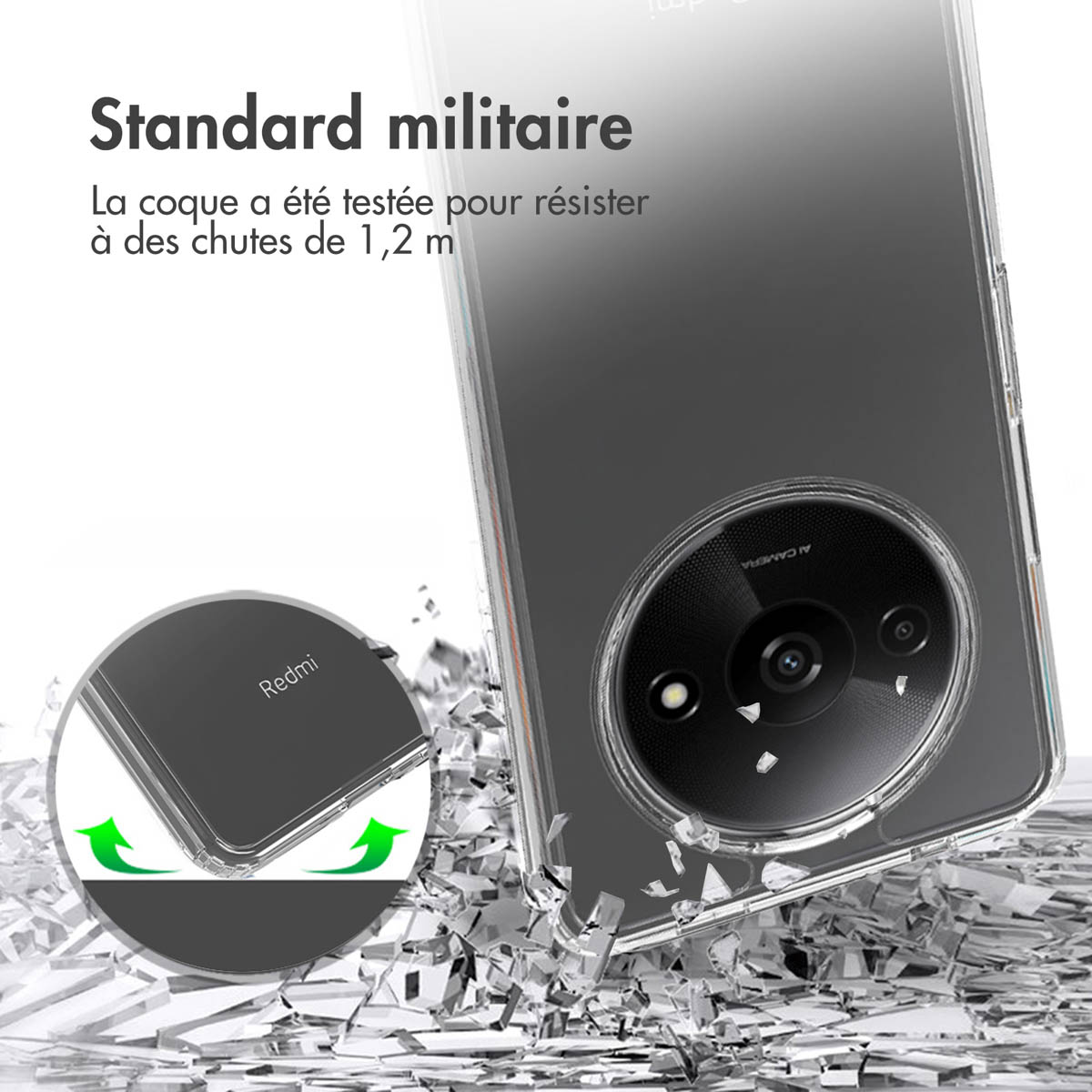 Accezz Xtreme Impact Backcover Xiaomi Redmi A3 - Transparant - Afbeelding 5