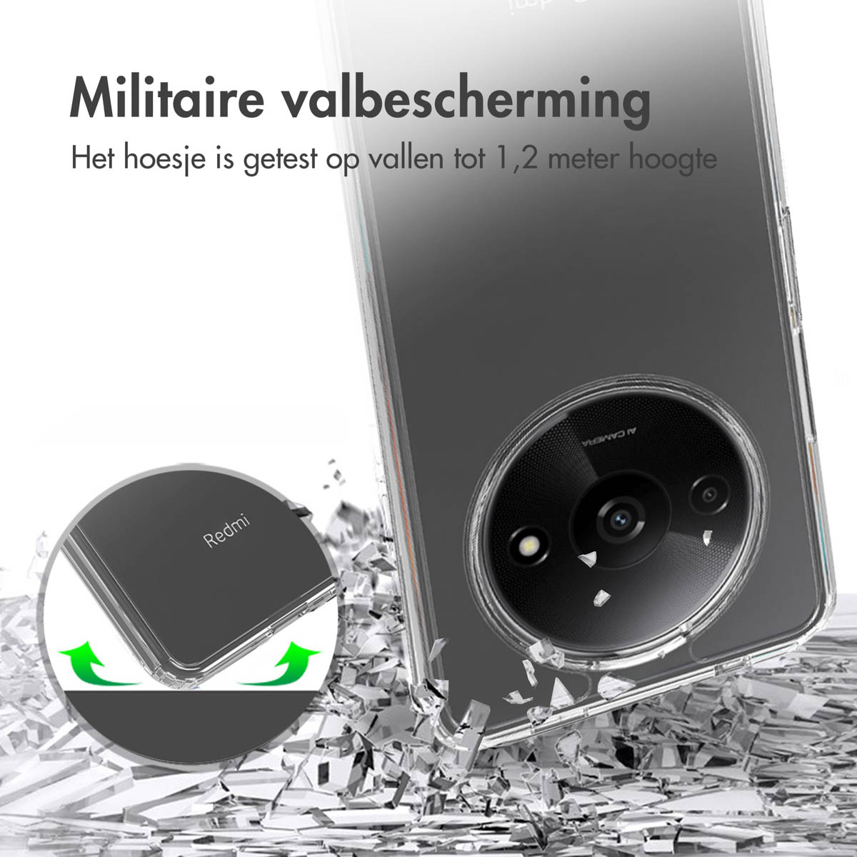 Accezz Xtreme Impact Backcover Xiaomi Redmi A3 - Transparant - Afbeelding 4