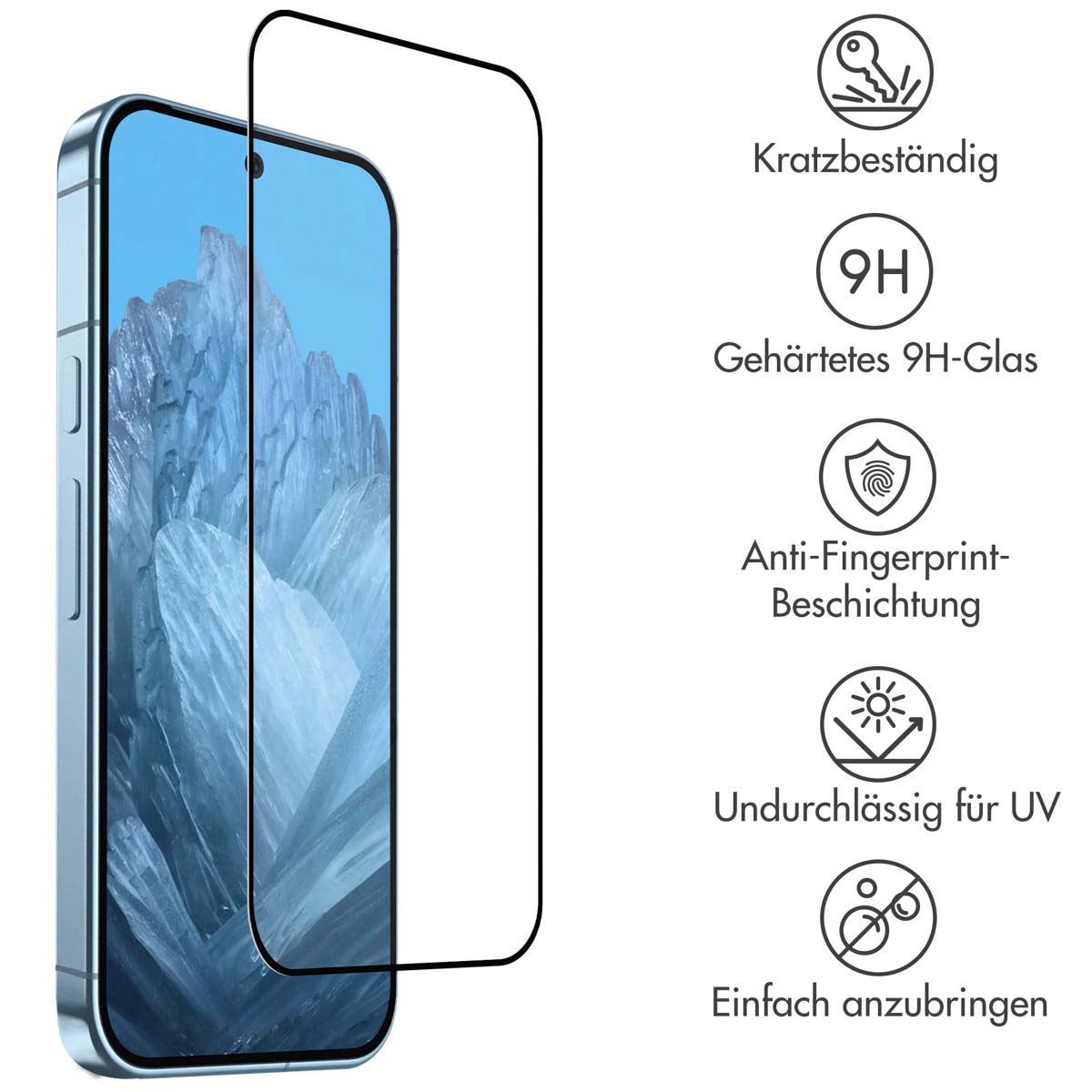 Accezz Gehard Glas Full Cover Screenprotector Google Pixel 9 / 9 Pro - Afbeelding 6
