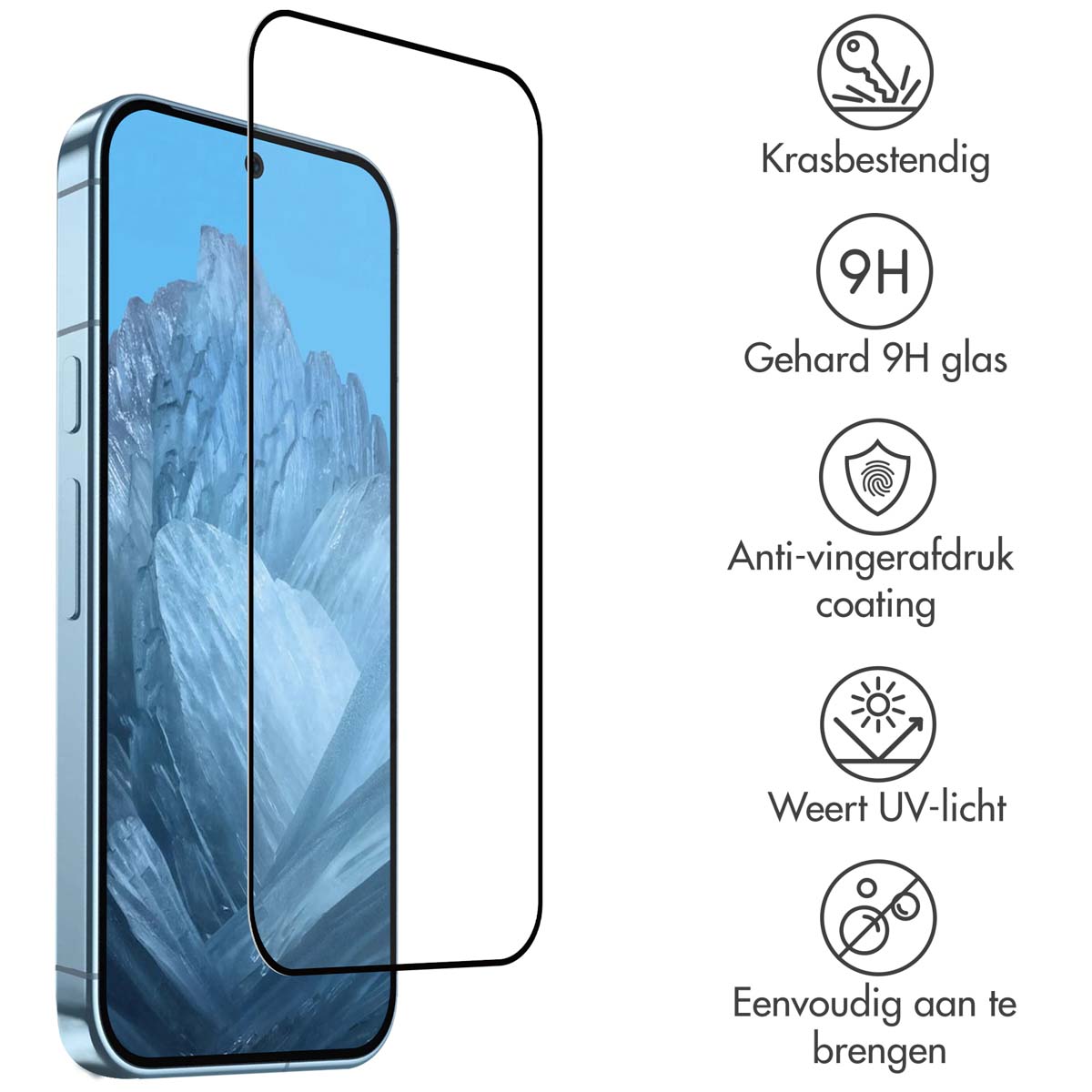 Accezz Gehard Glas Full Cover Screenprotector Google Pixel 9 / 9 Pro - Afbeelding 4