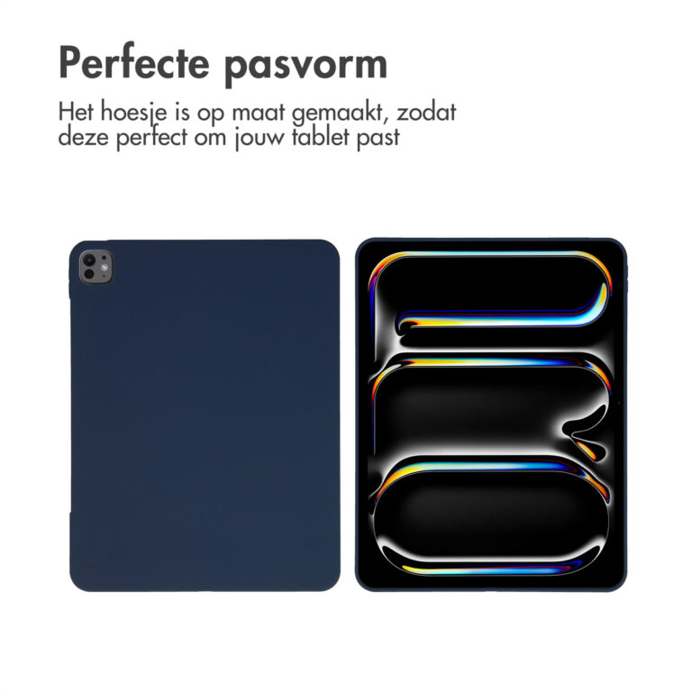 Accezz Liquid Silicone Backcover met penhouder Apple iPad Pro 13 (2024) M4 - Donkerblauw - Afbeelding 8