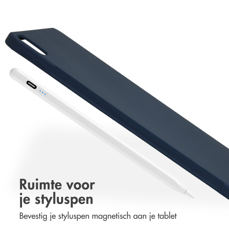 Accezz Liquid Silicone Backcover met penhouder Apple iPad Air 13 inch (2025) M3 / (2024) M2 - Donkerblauw - Afbeelding 10