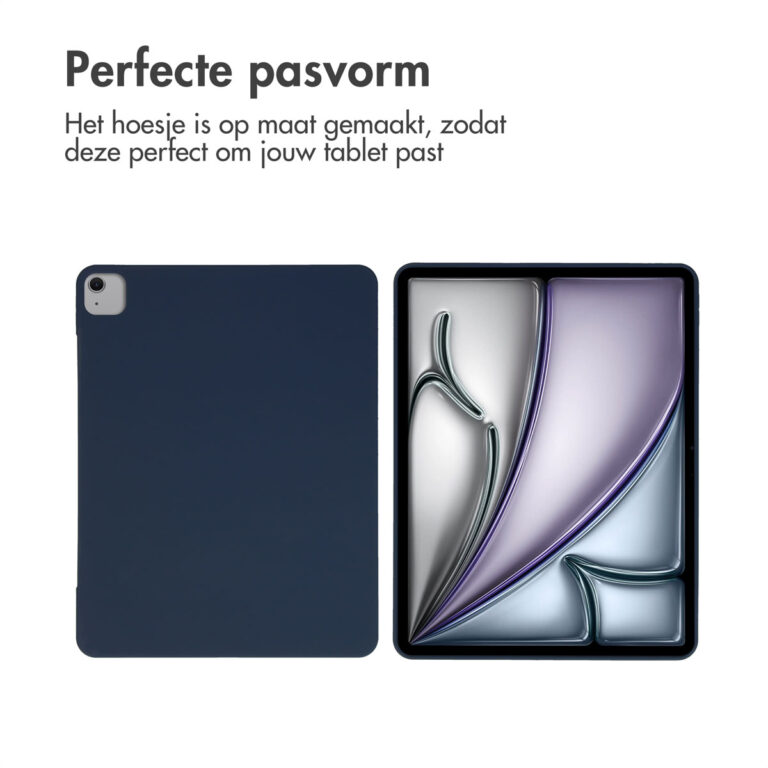 Accezz Liquid Silicone Backcover met penhouder Apple iPad Air 13 inch (2025) M3 / (2024) M2 - Donkerblauw - Afbeelding 8
