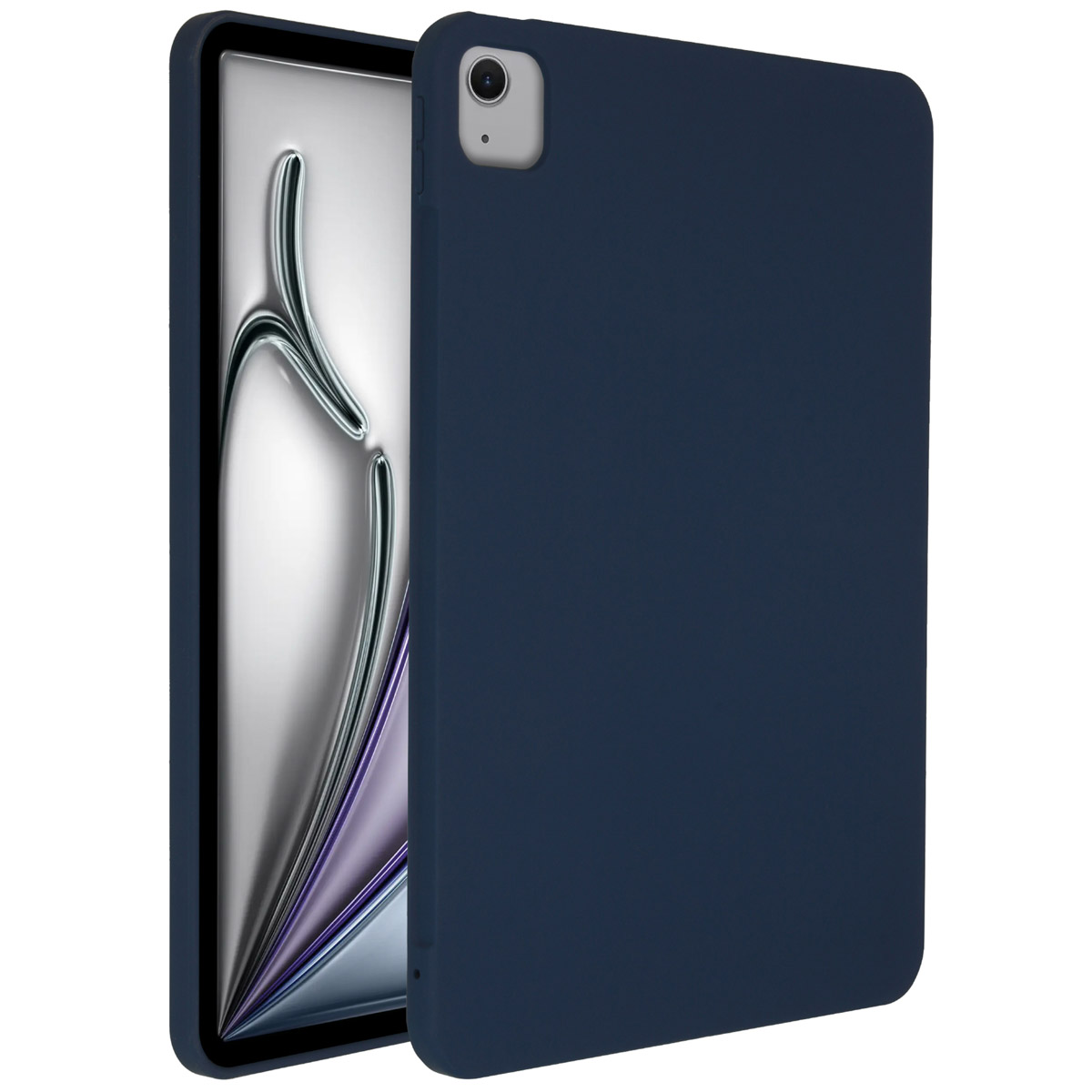 Accezz Liquid Silicone Backcover met penhouder Apple iPad Air 13 inch (2025) M3 / (2024) M2 - Donkerblauw - Afbeelding 3