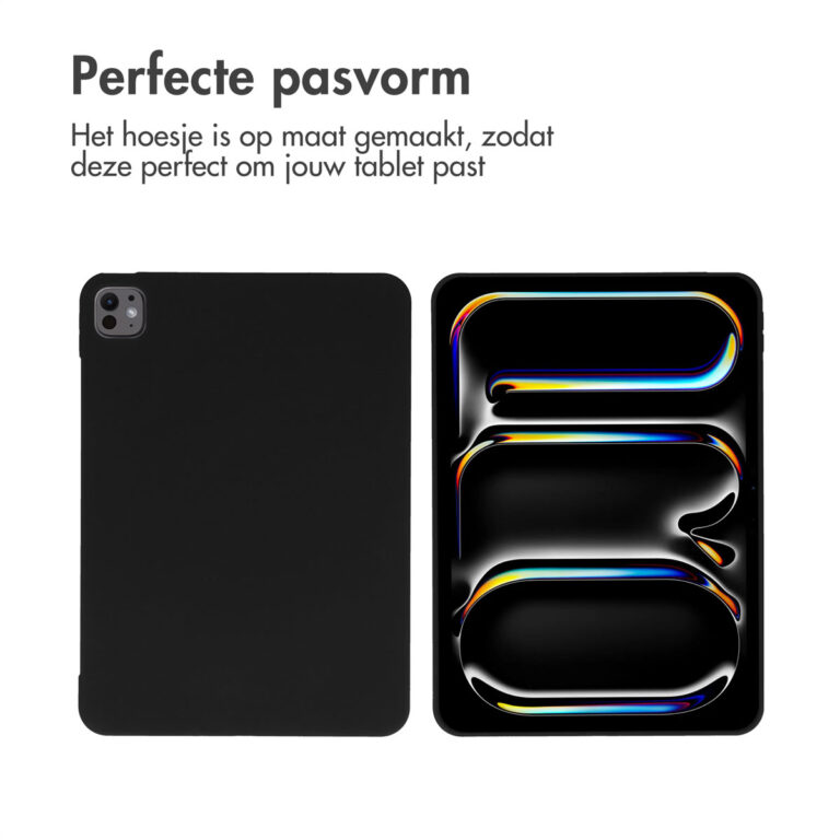 Accezz Liquid Silicone Backcover met penhouder Apple iPad Pro 11 (2024) M4 - Zwart - Afbeelding 8