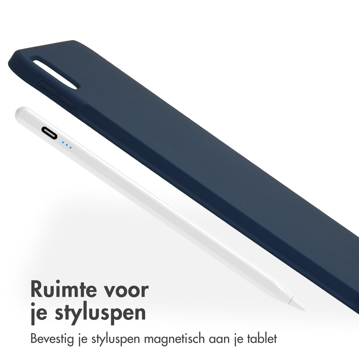 Accezz Liquid Silicone Backcover met penhouder Apple iPad Pro 11 (2025) M5 / (2024) M4 - Donkerblauw - Afbeelding 10