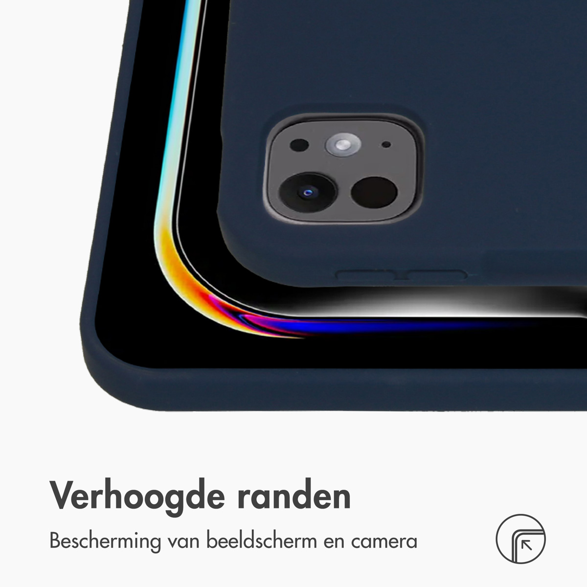 Accezz Liquid Silicone Backcover met penhouder Apple iPad Pro 11 (2025) M5 / (2024) M4 - Donkerblauw - Afbeelding 10