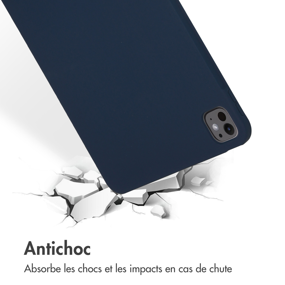 Accezz Liquid Silicone Backcover met penhouder Apple iPad Pro 11 (2025) M5 / (2024) M4 - Donkerblauw - Afbeelding 7