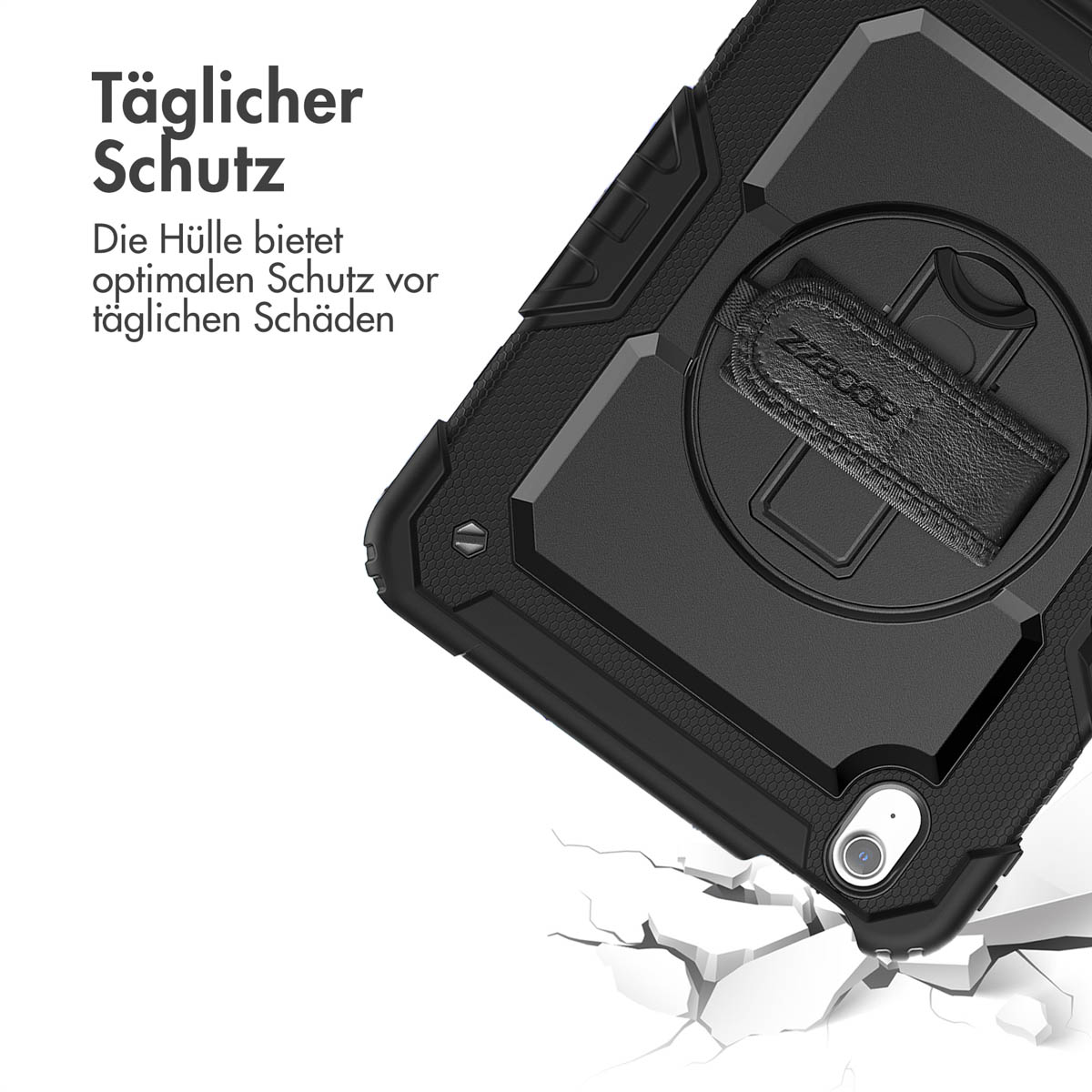 Accezz Rugged Backcover met schouderstrap Apple iPad Air 11 inch (2025) M3 / (2024) M2 - Zwart - Afbeelding 6