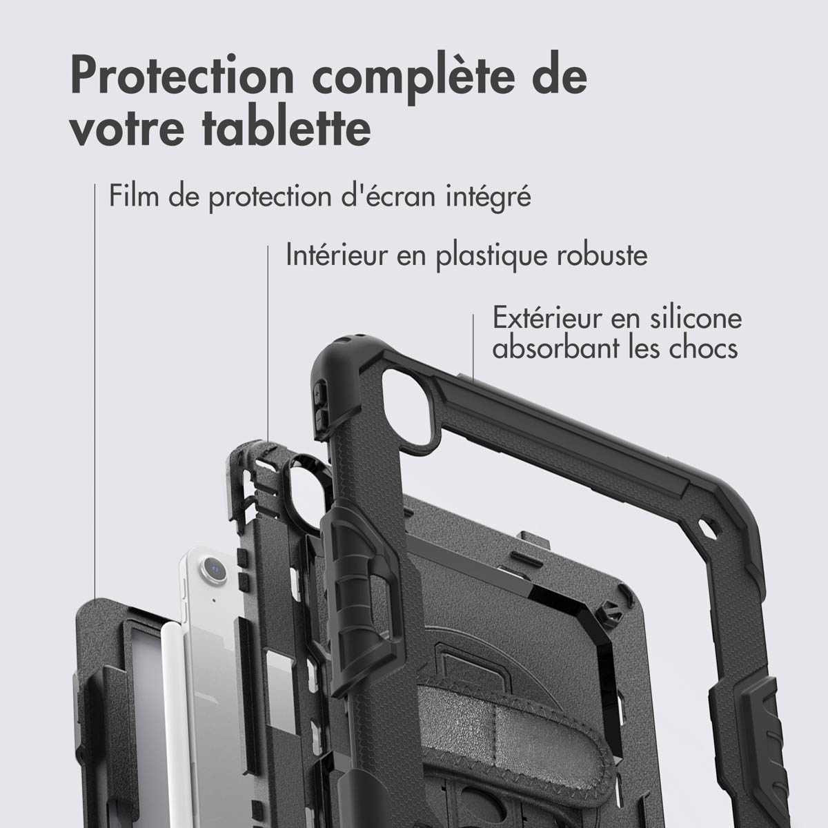 Accezz Rugged Backcover met schouderstrap Apple iPad Air 11 inch (2025) M3 / (2024) M2 - Zwart - Afbeelding 7