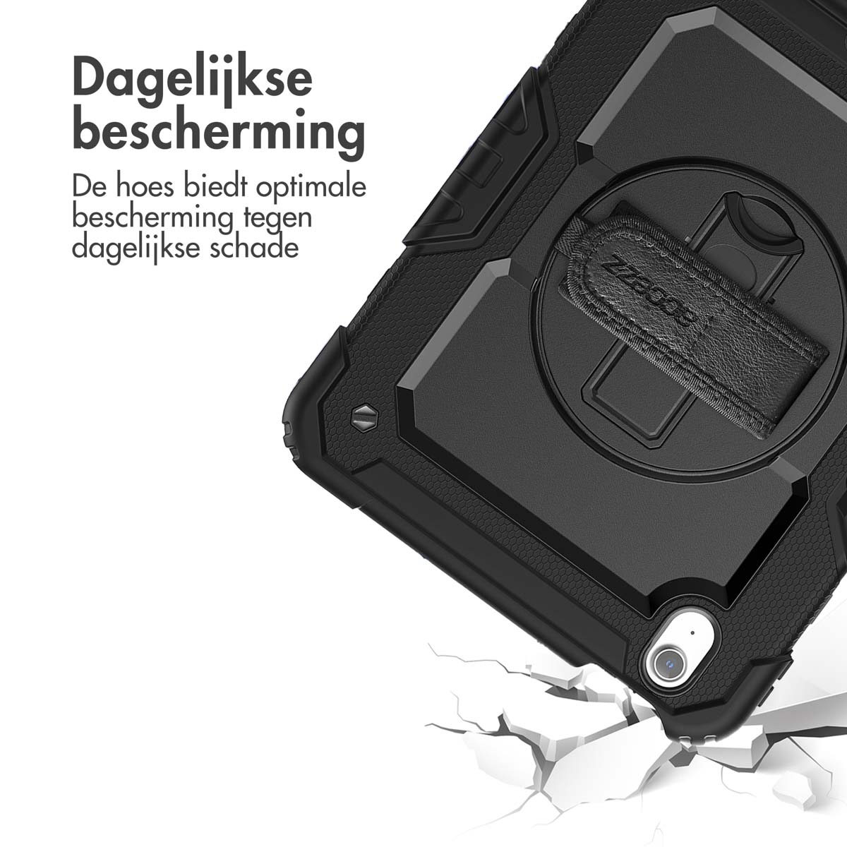 Accezz Rugged Backcover met schouderstrap Apple iPad Air 11 inch (2025) M3 / (2024) M2 - Zwart - Afbeelding 5