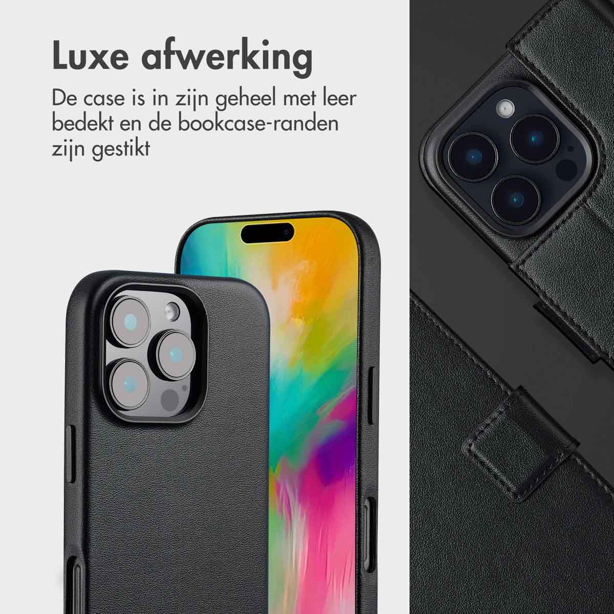 Accezz Leather Bookcase 2-in-1 met MagSafe Apple iPhone 16 Pro Max - Onyx Black - Afbeelding 3