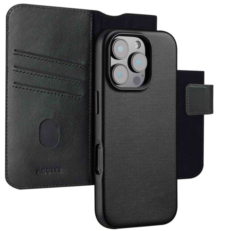 Accezz Leather Bookcase 2-in-1 met MagSafe Apple iPhone 16 Pro Max - Onyx Black - Afbeelding 10
