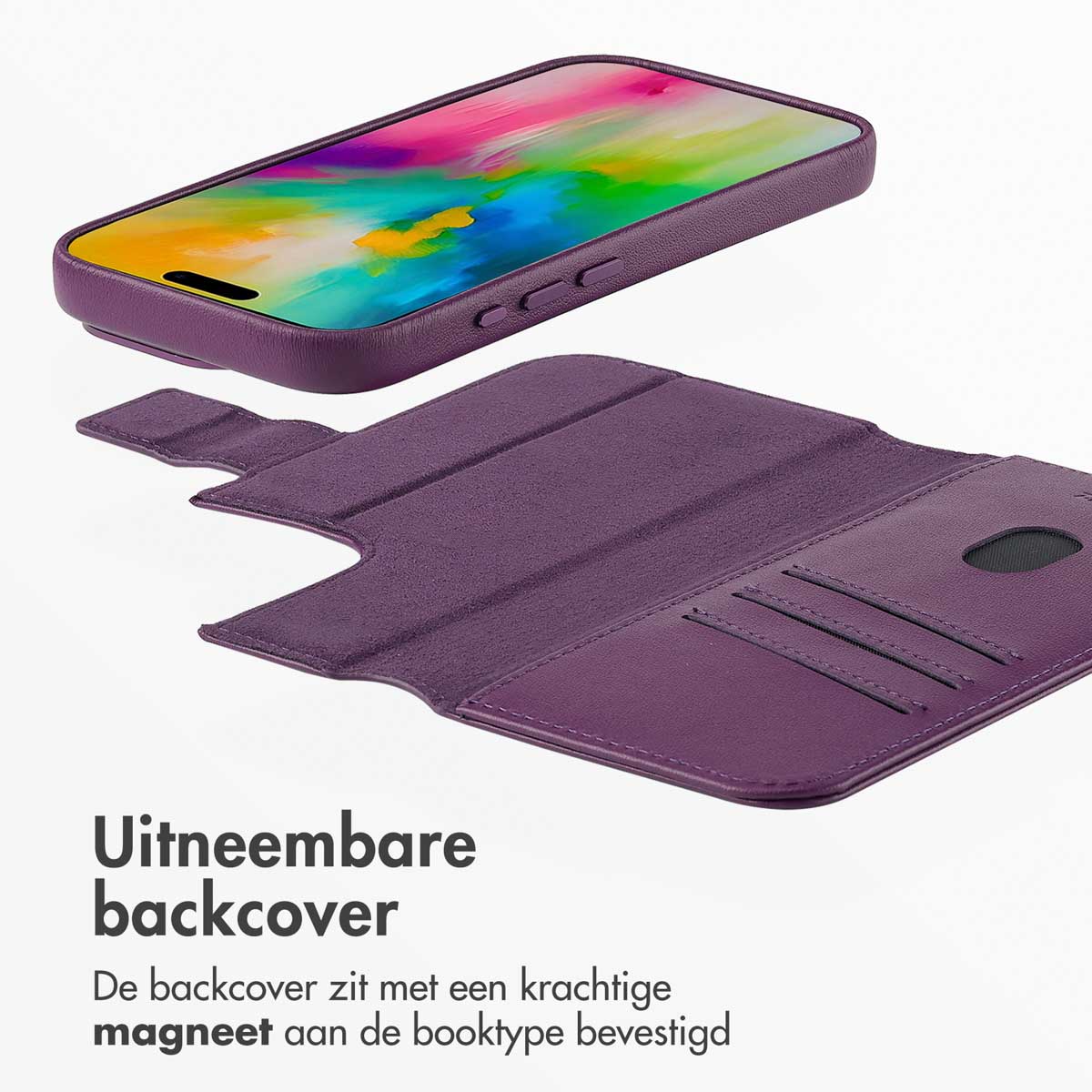 Accezz Leather Bookcase 2-in-1 met MagSafe Apple iPhone 16 Pro Max - Heath Purple - Afbeelding 5