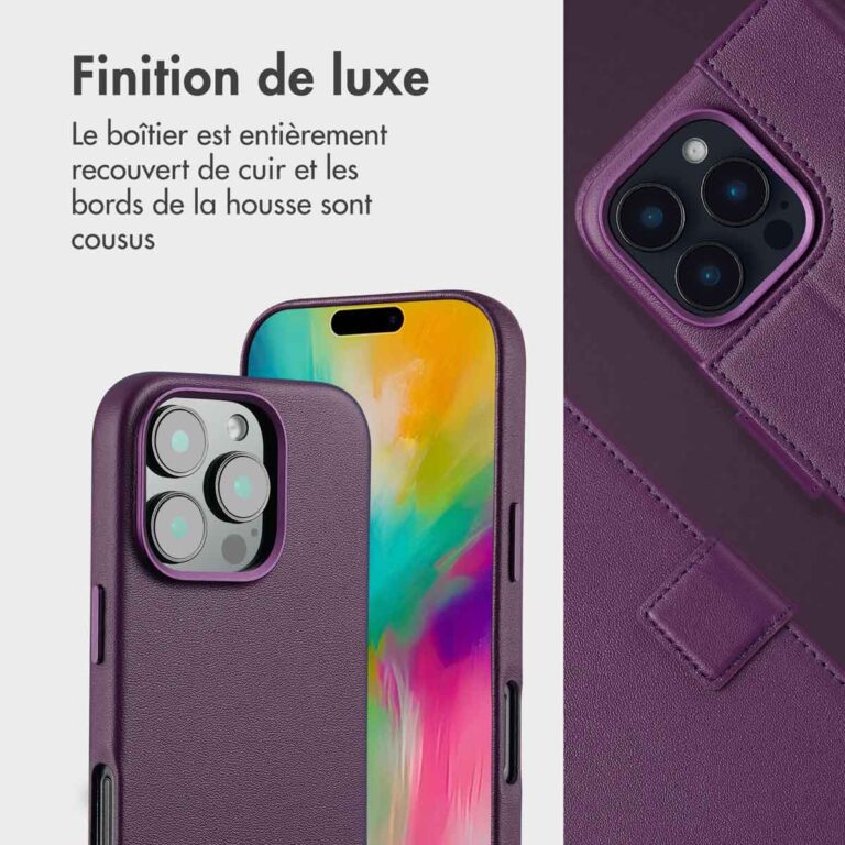 Accezz Leather Bookcase 2-in-1 met MagSafe Apple iPhone 16 Pro Max - Heath Purple - Afbeelding 10
