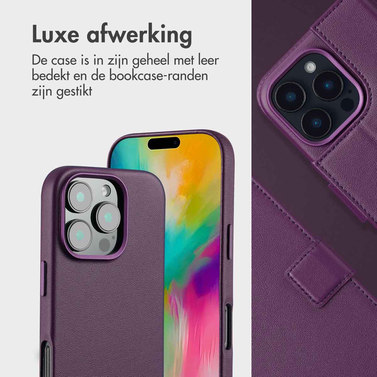 Accezz Leather Bookcase 2-in-1 met MagSafe Apple iPhone 16 Pro Max - Heath Purple - Afbeelding 3