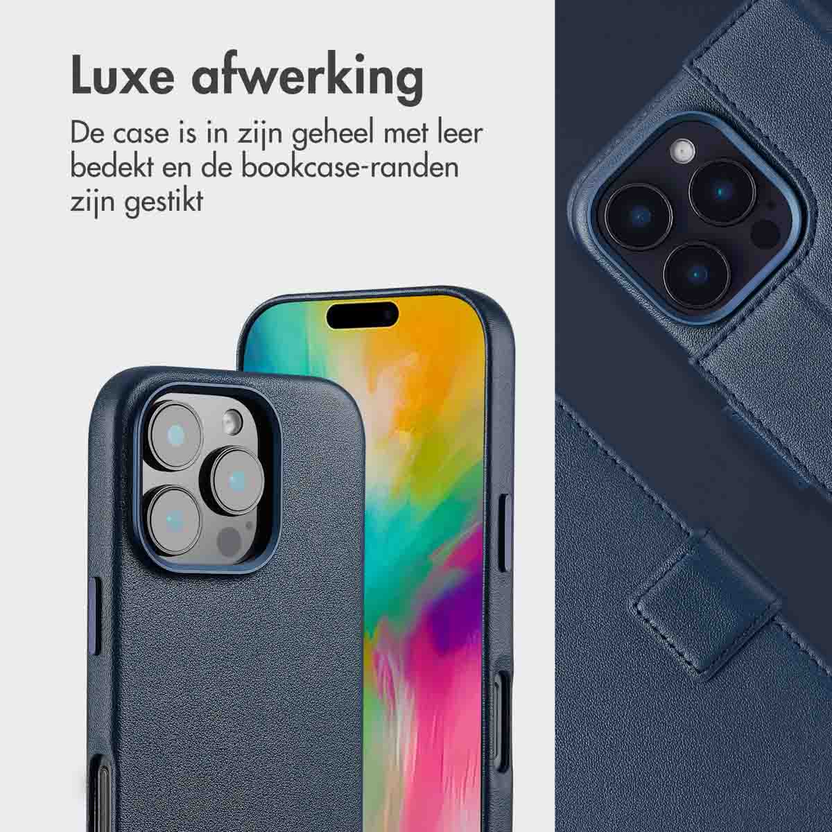 Accezz Leather Bookcase 2-in-1 met MagSafe Apple iPhone 16 Pro Max - Nightfall Blue - Afbeelding 3