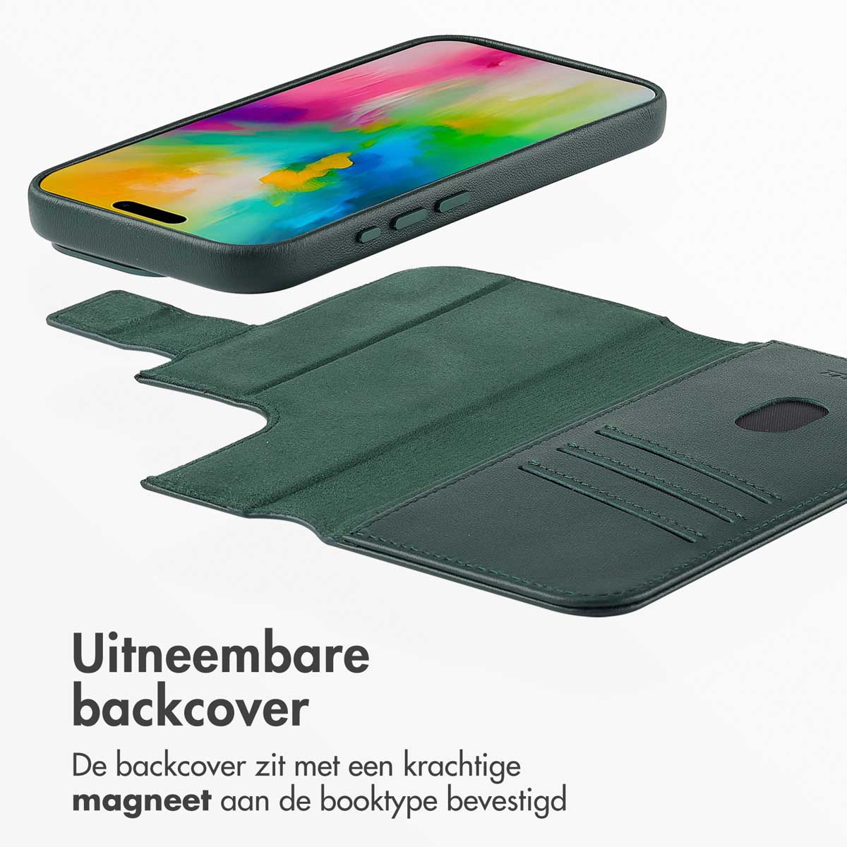 Accezz Leather Bookcase 2-in-1 met MagSafe Apple iPhone 16 Pro Max - Cedar Green - Afbeelding 5
